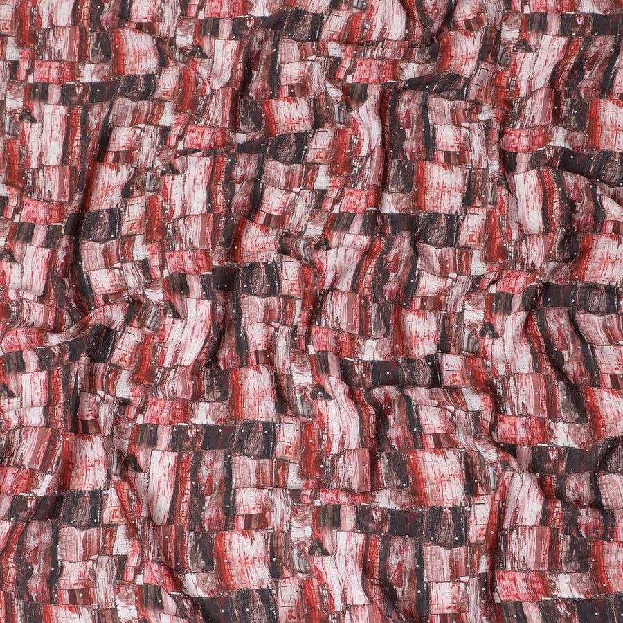 Multicolor synthetic crepe fabric having stone work in fancy design-D15303 - Regal Fabrics
