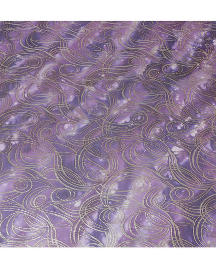 قماش شيفون من الحرير الخالص متعدد الألوان مع لوريكس معدني ذهبي بتصميم تجريدي-D14077