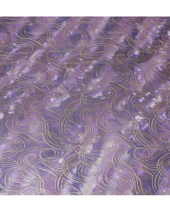 قماش شيفون من الحرير الخالص متعدد الألوان مع لوريكس معدني ذهبي بتصميم تجريدي-D14077