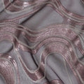 Plum Premium pure French (Fransawi) silk chiffon fabric with beige viscose and copper metallic lurex in abstract design-D14267