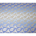 Royal blue to powder blue premium pure silk chiffon fabric with  gold metallic lurex in floral design-D10616