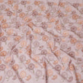 Light pink cotton voile fabric with same tone, sage green and peach embroidery in floral design-D14468
