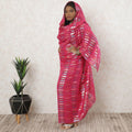 Fuchsia Pink premium pure silk chiffon thobe with multicolor metallic lurex in stripe design-D11638 Regal Fabrics