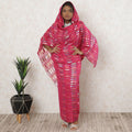 Fuchsia Pink premium pure silk chiffon thobe with multicolor metallic lurex in stripe design-D11638 Regal Fabrics