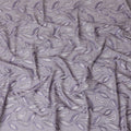 Light Lavender Premium pure cotton voile fabric with purple and beige embroidery in Leaf design-D15236