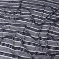 Navy blue nylon tulle fabric with same tone embroidery and sequins in stripe design-D6668
