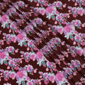 Maroon synthetic crepe fabric with multicolor crepe print in floral design-D14465 Regal Fabrics