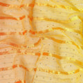 Multicolor synthetic chiffon fabric with gold stripe having same tone metallic dot foil in stripe design-D13653 Regal Fabrics