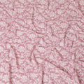 Rose pink cotton lawn fabric with beige print in floral design-D14262
