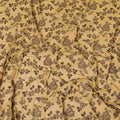 قماش فوال قطني تورتيلا بني مع تطريز بني موكا وذهبي بتصميم زهور-D8537