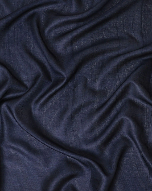Navy blue plain blended tussar silk fabric-D12243 Regal Fabrics
