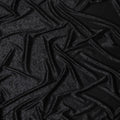 Black synthetic satin fabric with same tone jacquard in floral design-D15373