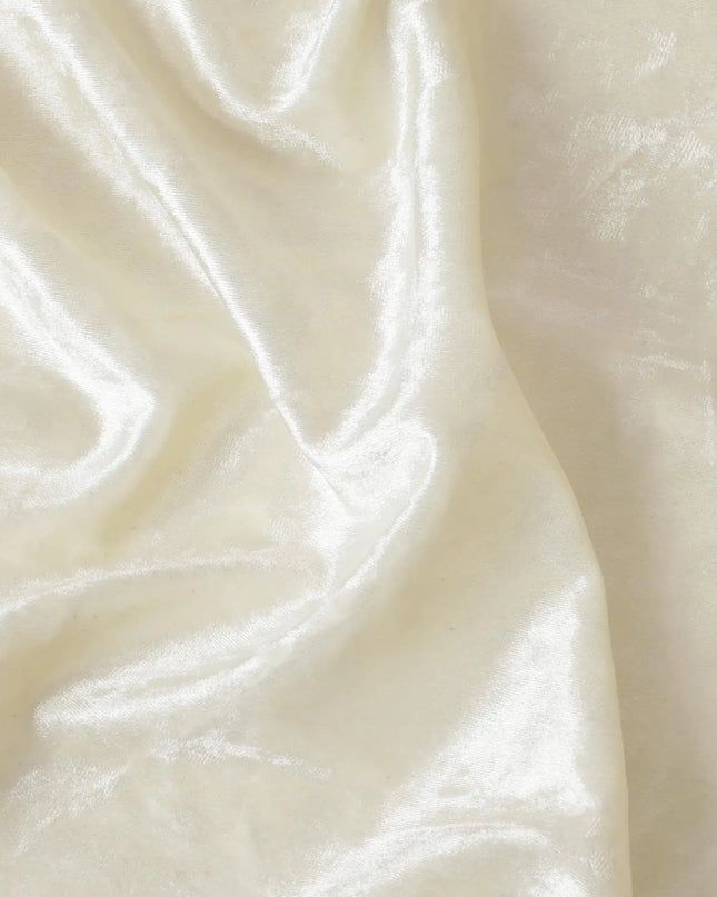 Pearl white plain synthetic stretchable velvet - D9955 Regal Fabrics
