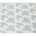 Vista green premium pure silk chiffon fabric with silver, baby blue and copper metallic lurex in floral design-D11500