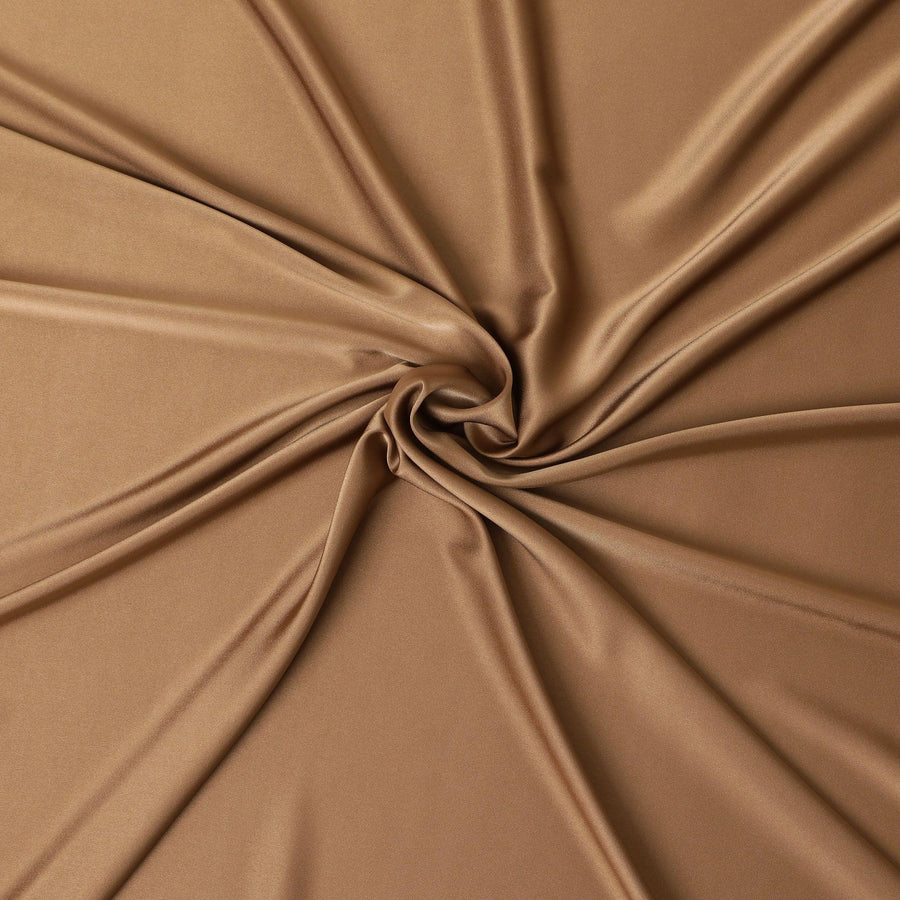 Caramel brown plain pure crepe satin fabric-D12072