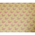 Sunflower yellow viscose fabric with hot pink, pale brown print having gold laminated stone work in floral design-D9262 Regal Fabrics