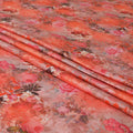 Soap Orange blended cotton lawn fabric  with multicolor print in floral design: D-5676