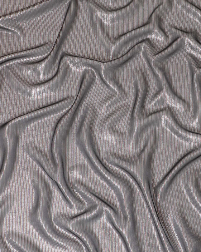 Black Premium French (Fransawi) silk chiffon fabric with multicolor metallic lurex in stripe design-D9378