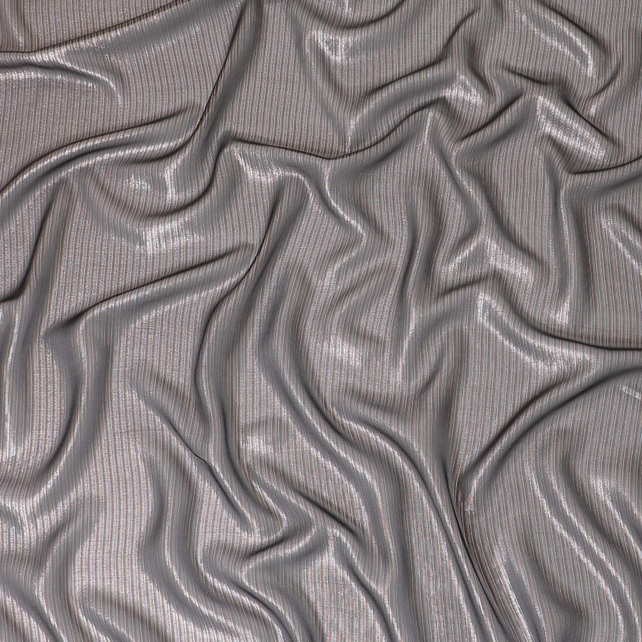 Black Premium French (Fransawi) silk chiffon fabric with multicolor metallic lurex in stripe design-D9378