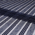 Navy blue nylon tulle fabric with same tone embroidery and sequins in stripe design-D6668