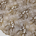 Khaki brown nylon tulle fabric with cut work and sequins in web design