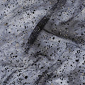 Cloud grey, black Premium pure French (Fransawi) silk chiffon fabric with black flock and silver glitter in fancy design-D14449