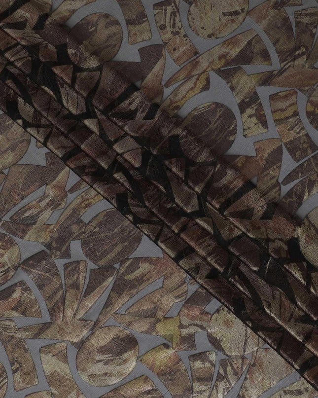 Black Premium pure French (Fransawi) silk chiffon fabric with multicolor metallic lurex in fancy design-D15643