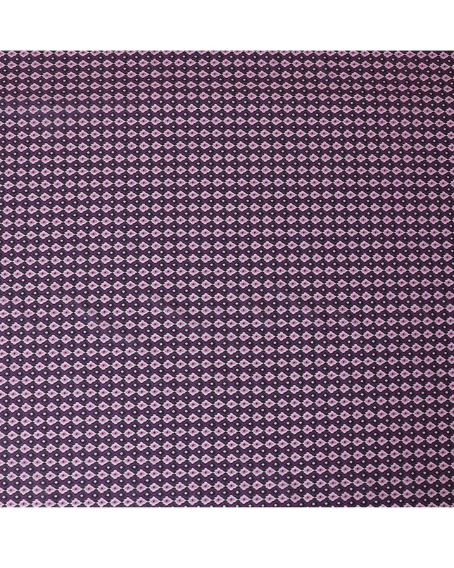 Purple Premium Spanish 100% cotton lawn fabric with black, baby pink and hot pink print in abstract design-D9239 Regal Fabrics