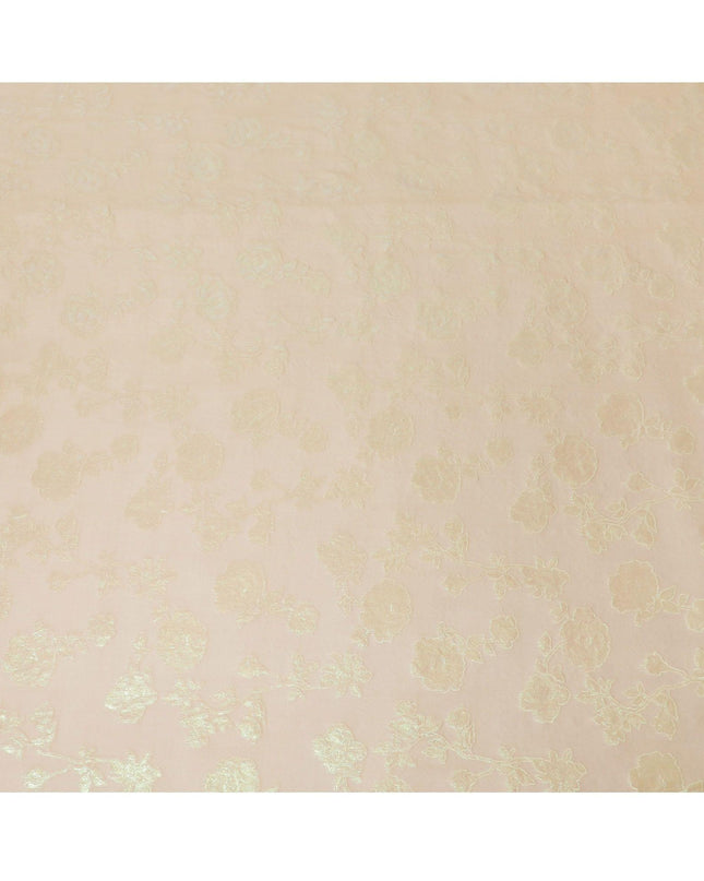 قماش الشيفون الحريري الخالص الفاخر باللون البيج اللاتيه مع اللوريكس المعدني باللون الأخضر النيون بتصميم الأزهار-D12420