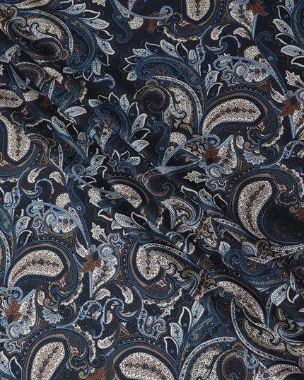 Multicolor printed Premium Italian viscose fabric in Paisley design-D12366 Regal Fabrics