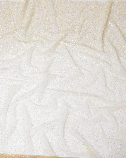 Gold nylon tulle fabric with same tone sequins and bead work in fancy design-D13966 Regal Fabrics