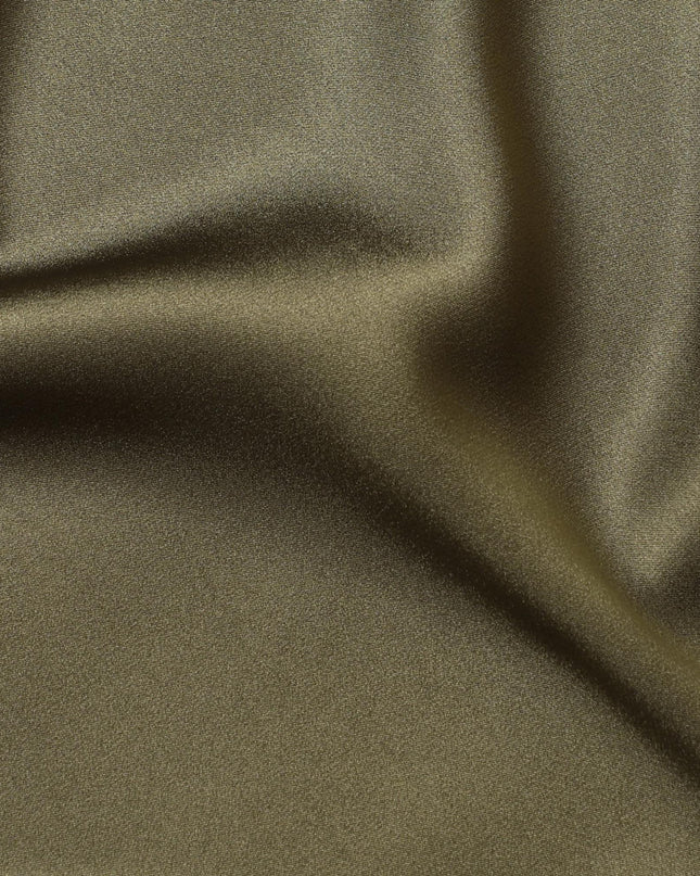 Olive green plain pure crepe satin fabric-D7542 Regal Fabrics
