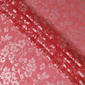 Red Premim pure silk chiffon fabric with silver jacquard in floral design-D15322