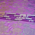 Purple pure silk chiffon fabric with multicolor metallic lurex in floral design-D8936