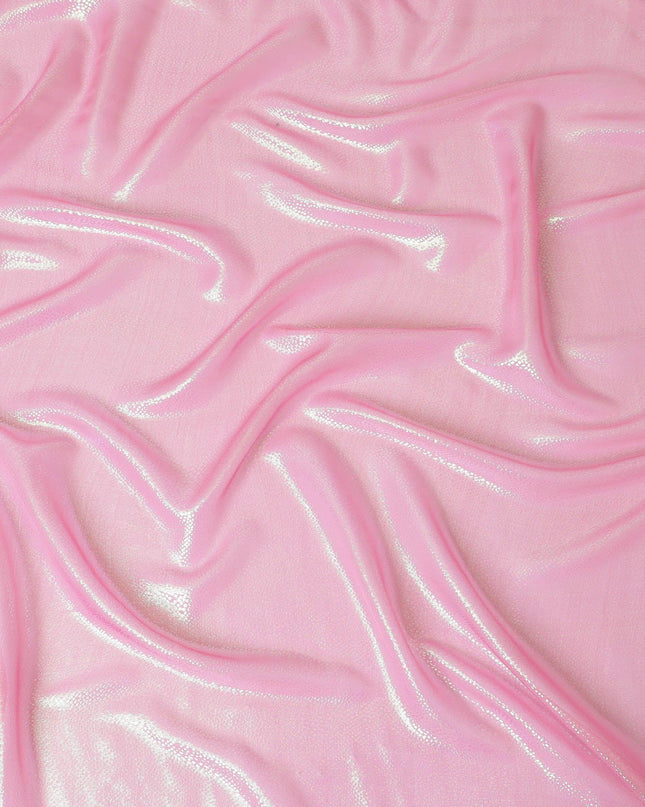 Baby pink Premium pure silk chiffon fabric with same tone metallic lurex in self design-D13551