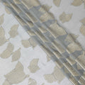 Stone grey Premium pure silk chiffon fabric with gold metallic lurex in Leaf design-D9716 Regal Fabrics