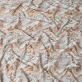 Tea green synthetic modal satin fabric with same tone and brown tie & die print in abstract design-D15017 Regal Fabrics