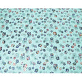 Vista blue cotton voile fabric with multicolor metallic foil print in floral design-D6750