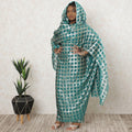 Pine green Premium pure silk chiffon thobe with gold metallic lurex in checks design-D11657