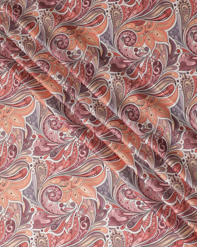 Multicolor synthetic modal satin fabric in abstract design-D15019 Regal Fabrics