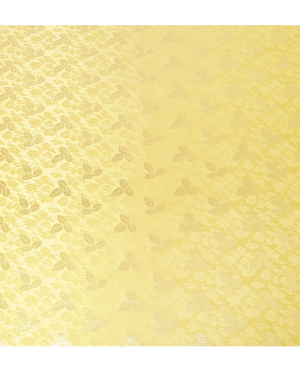 Tuscany yellow Premium pure silk crepe fabric with same tone jacquard and gold metallic lurex in dot design-D14634 - Regal Fabrics