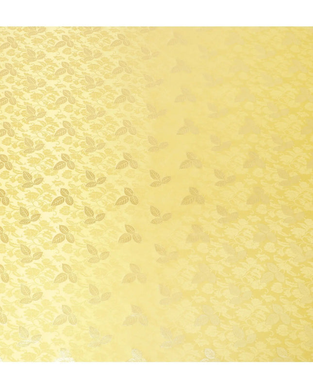 Tuscany yellow Premium pure silk crepe fabric with same tone jacquard and gold metallic lurex in dot design-D14634 Regal Fabrics