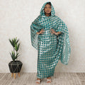 Pine green Premium pure silk chiffon thobe with gold metallic lurex in checks design-D11657