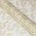 Cream Premium pure silk chiffon fabric with gold metallic lurex in leaf design-D15449