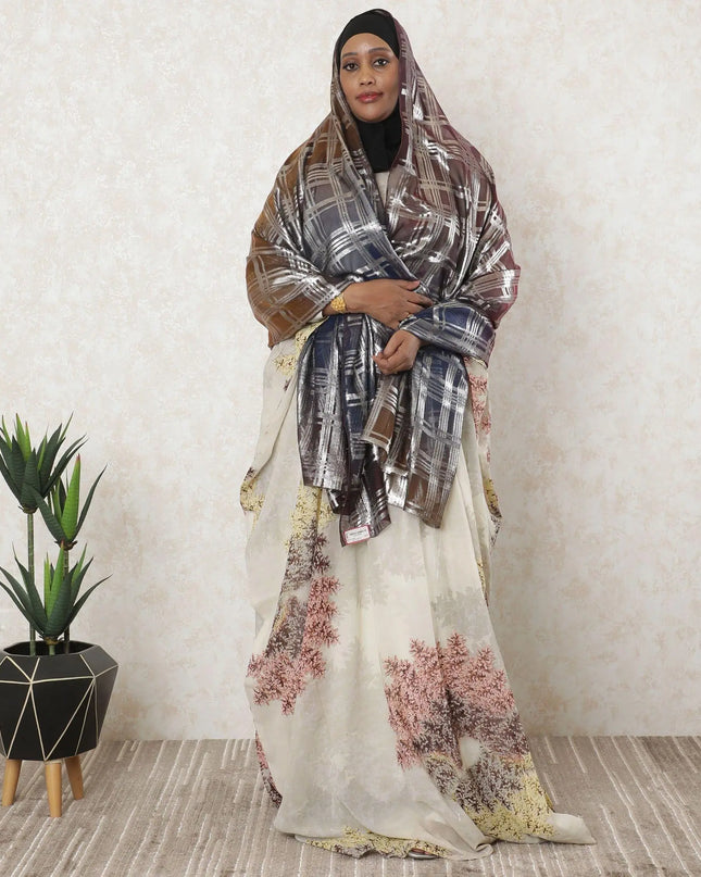 Multicolor Premium pure French (Fransawi) silk chiffon garbasaar with gold metallic lurex in paisley design-D11554 Regal Fabrics