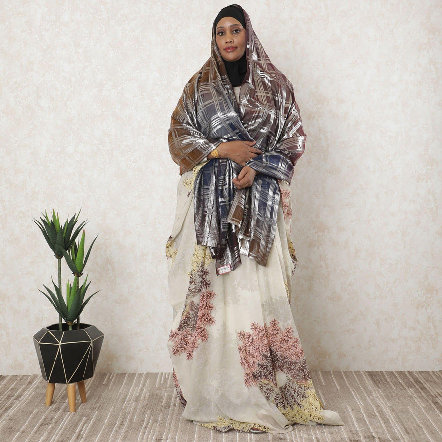 Multicolor Premium pure French (Fransawi) silk chiffon garbasaar with gold metallic lurex in paisley design-D11554