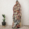 Multicolor premium pure silk chiffon garbasaar with gold and cerise pink metallic lurex in checks design-D11599 Regal Fabrics