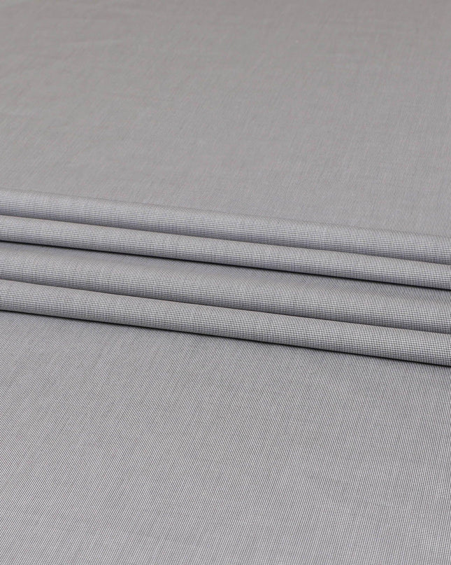 Black, grey and white blended cotton shirting fabric in checks design-D8508