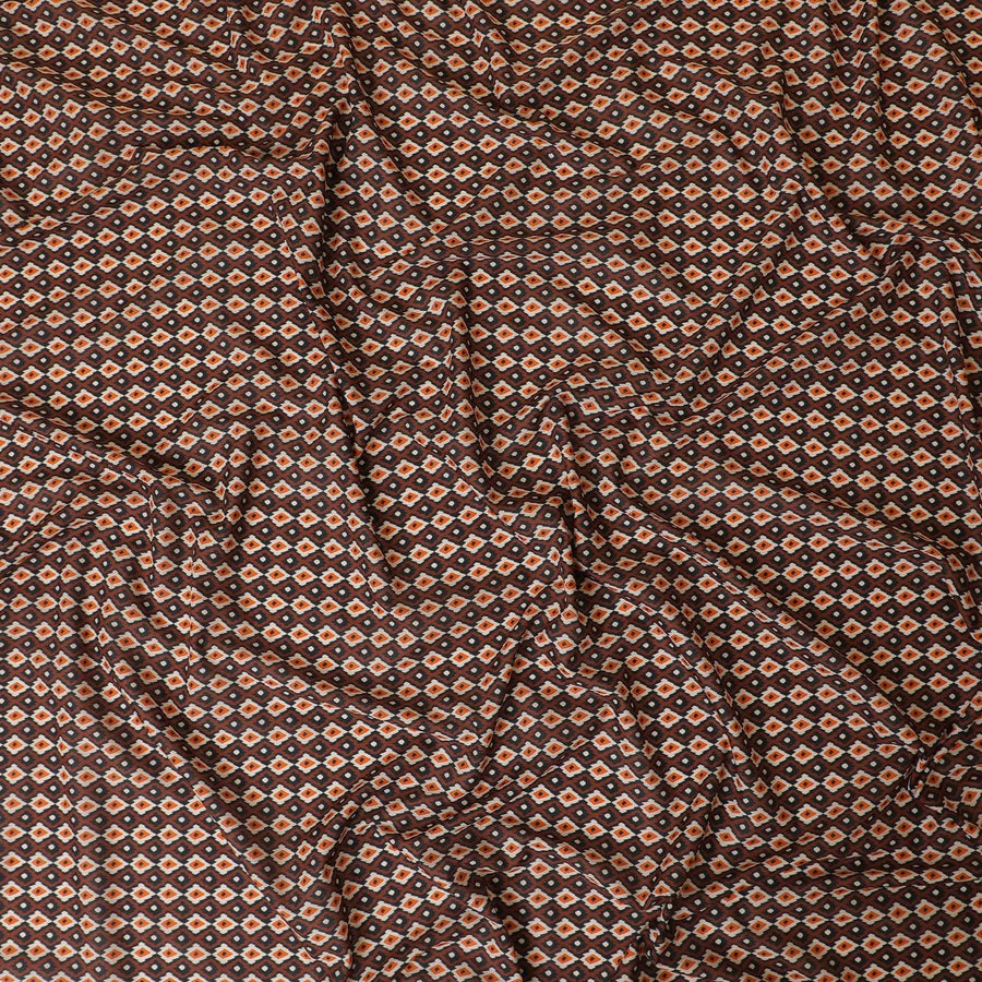 قماش عشبي قطن إسباني 100% بني فاخر مع طباعة باللون الأسود والبيج والبني بتصميم تجريدي-D9237