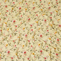 Banana yellow Premium pure silk crepe fabric with multicolor print in floral design-D13862